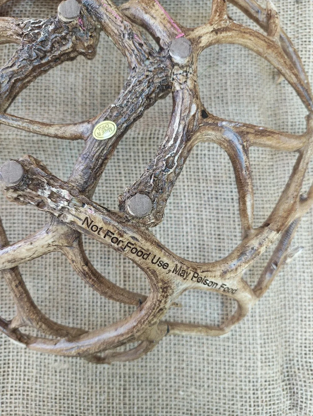 Rustic faux antler decorative bowl styled as a ready-to-display fall centerpiece